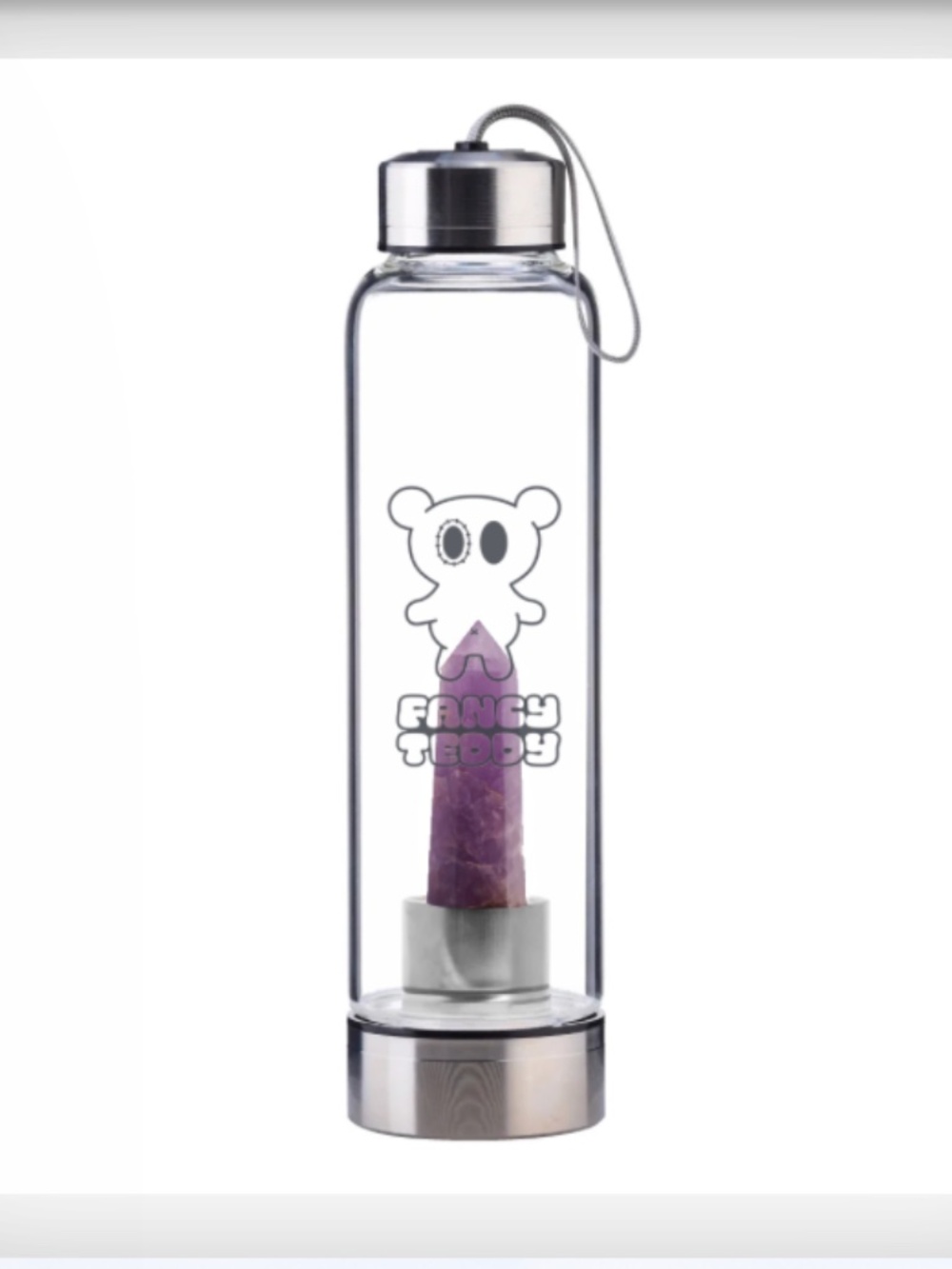 NWT Fancy Teddy Crystal Water Bottle in Amethyst